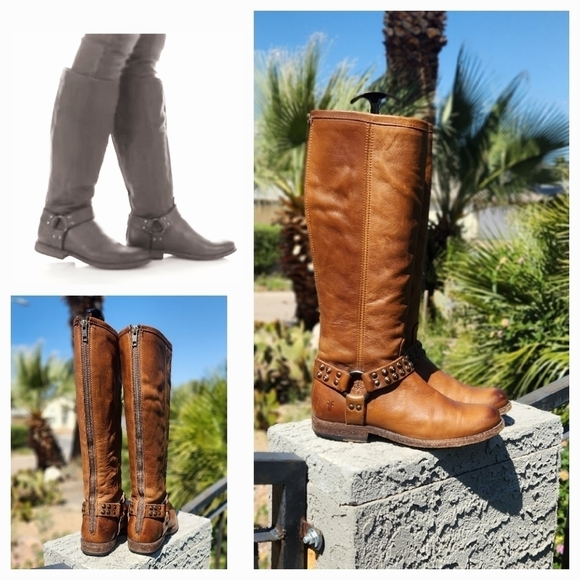 FRYE‎ PHILLIP STUDDED HARNESS TALL - Picture 1 of 16